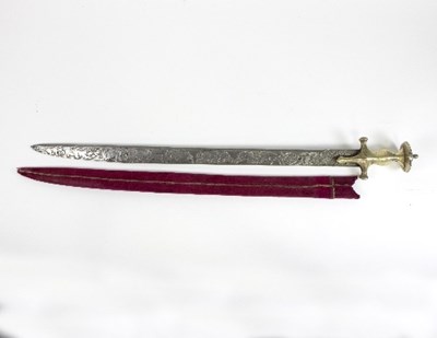 Lot 1191 - An Indian tulwar sword, the blade finely...