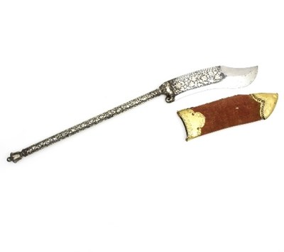 Lot 1198 - An Indian elephant axe profusely inlaid floral...