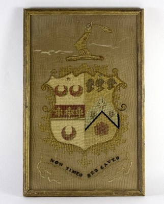 Lot 1202 - An embroidered coat-of-arms, 'Non Timeo Sed...