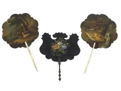 Lot 1220 - A pair of Victorian papier-m?ch? fans with...