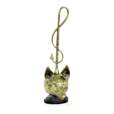 Lot 1259 - A fox mask door porter with spiral handle,...