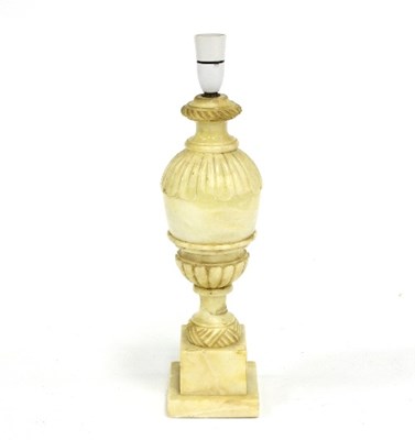 Lot 1263 - An alabaster table lamp, of baluster form with...