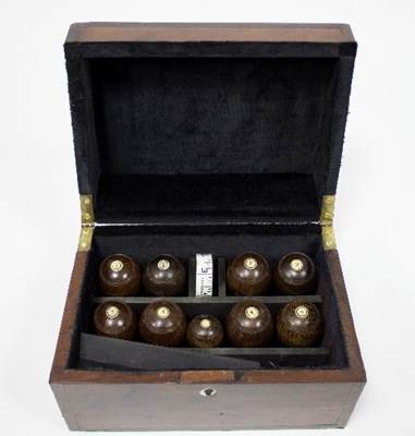 Lot 1275 - A mid 19th Century indoor bowls set in a...