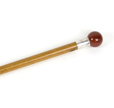 Lot 1288 - A Victorian malacca walking cane with silver...