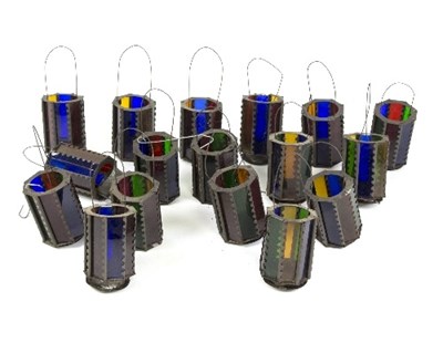 Lot 1293 - Seventeen octagonal night lights with coloured...