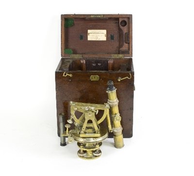 Lot 1314 - A late 19th Century brass theodolite, with...