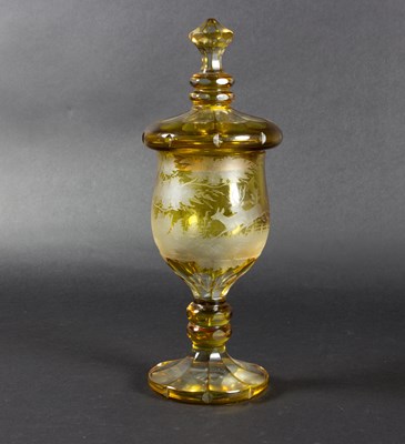 Lot 34 - A Bohemian amber stained glass goblet and...