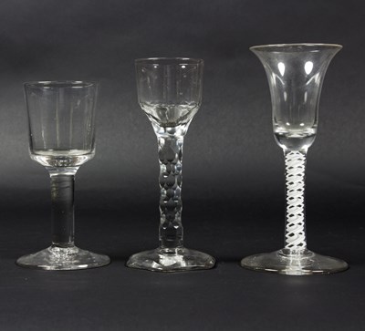 Lot 38 - Three English wine glasses, circa 1750, one...