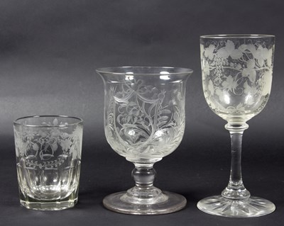 Lot 41 - A group of three drinking glasses with...