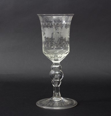 Lot 42 - A glass goblet, circa 1760, engraved with...