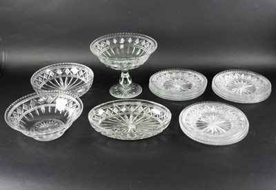 Lot 51 - A 20th Century cut glass dessert service,...