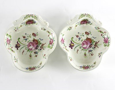 Lot 83 - A pair of 19th Century enamelled pearlware...