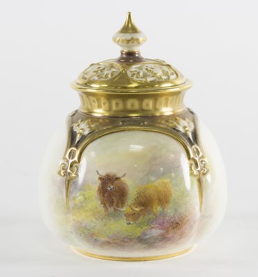 Lot 99 - A Royal Worcester pot pourri vase and cover,...