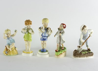 Lot 109 - Five Royal Worcester days of the week figures,...