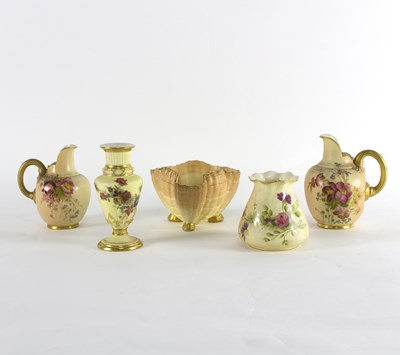 Lot 114 - Five pieces of Royal Worcester blush ivory...