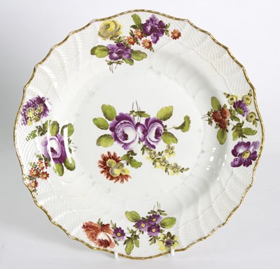 Lot 120 - A Vienna plate with painted flowers and ozier...