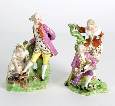 Lot 122 - Two Derby figure groups of shoe blacks, Nos 78...