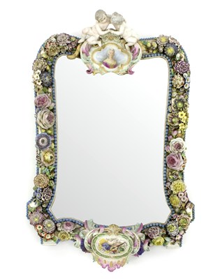 Lot 135 - A 19th Century German porcelain framed mirror,...