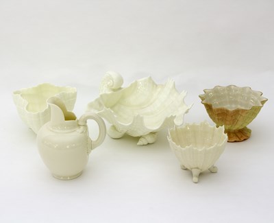 Lot 151 - Four Royal Worcester shell bowls and a white...