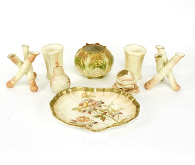 Lot 159 - A pair of Royal Ivory porcelain spill vases of...