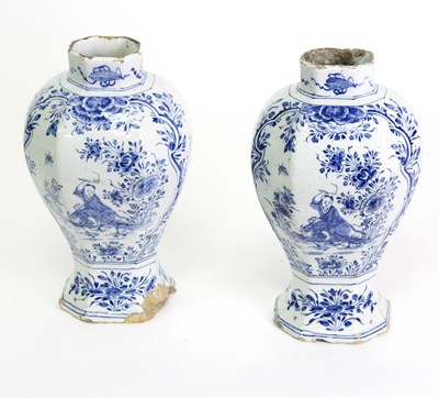 Lot 167 - A pair of Delft blue and white vases,...