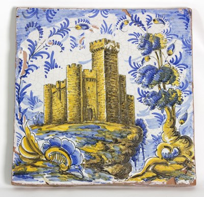 Lot 171 - A large Spanish faience polychrome tile...