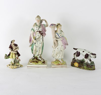 Lot 175 - Four English pearlware figures, early 19th...