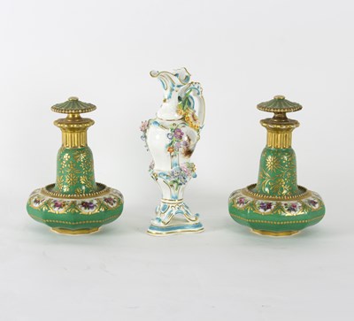 Lot 176 - A pair of French porcelain dressing table...