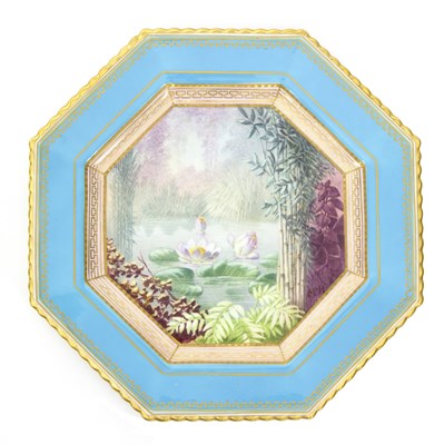 Lot 188 - A Copeland octagonal plate decorated water...