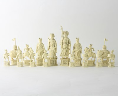 Lot 210 - A 19th Century Chinese ivory chess set,...