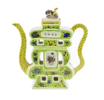 Lot 215 - A Chinese porcelain calligraphic teapot,...