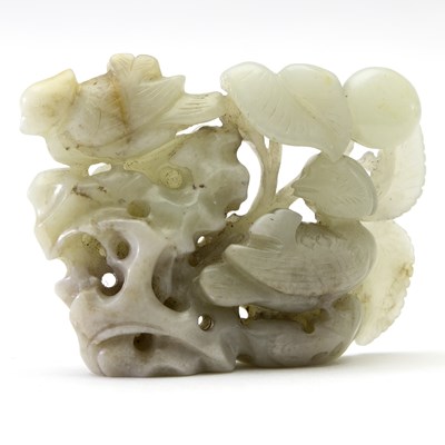 Lot 223 - A Chinese white jade carving of a mandarin...