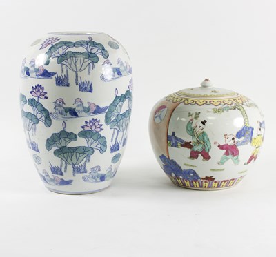 Lot 241 - A 20th Century Chinese ginger jar and cover...