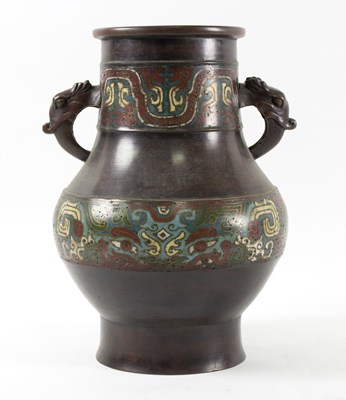 Lot 249 - A bronze and cloisonn?© vase of baluster form...