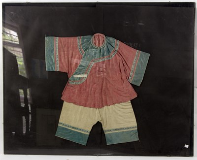 Lot 258 - A Chinese silk child's suit in red and blue...