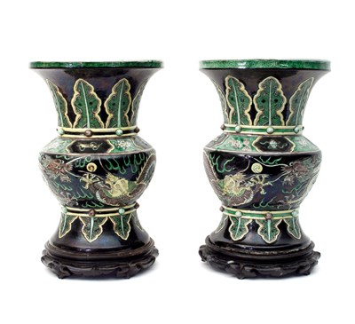 Lot 270 - A pair of Chinese famille noire vases, 19th...