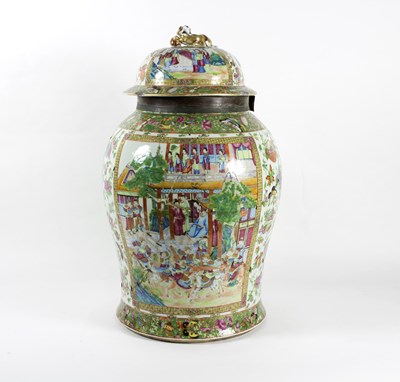 Lot 288 - A large Cantonese baluster jar and cover, with...