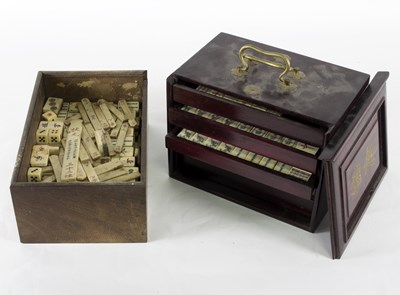 Lot 307 - Two bone and bamboo Mahjong sets, each in a...