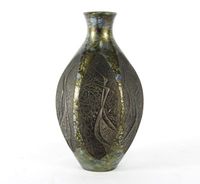 Lot 311 - A Japanese patinated bronze vase of hexagonal...