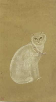 Lot 317 - 19th Century Chinese School/Seated Cat/signed...