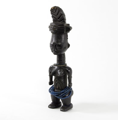 Lot 338 - A carved Attie figure, Ivory Coast, depicting...