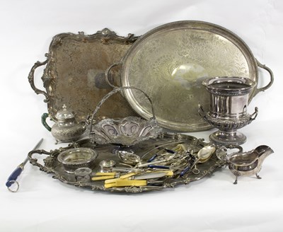 Lot 345 - A silver plated wine cooler, with gadrooned...