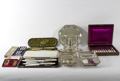 Lot 346 - A stainless steel five-piece carving set in a...