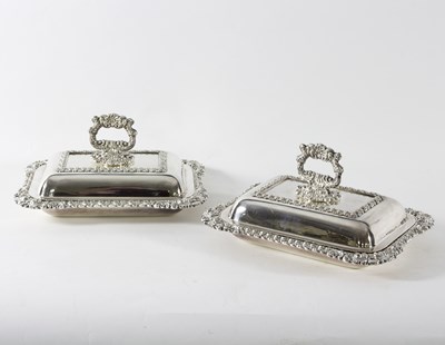 Lot 349 - A pair of plated entree dishes with detachable...