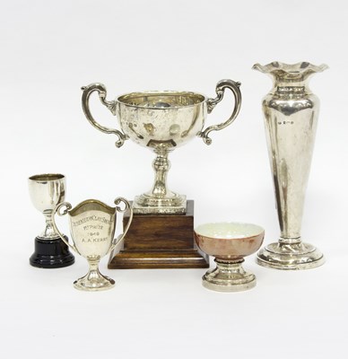 Lot 356 - A silver twin-handled trophy, Adie Brothers,...