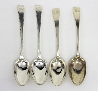 Lot 364 - A pair of George III silver table spoons,...