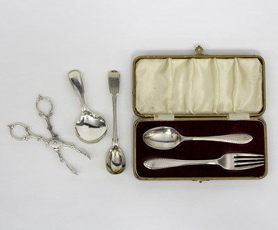 Lot 368 - A silver Christening spoon and fork, EV,...