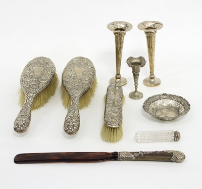 Lot 379 - A pair of silver backed hairbrushes, London...