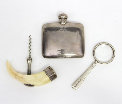 Lot 380 - A silver hip flask, Birmingham 1907,...