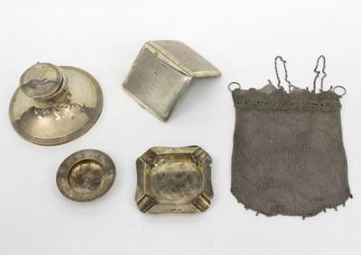 Lot 381 - A silver chain mail bag, the handles marked...